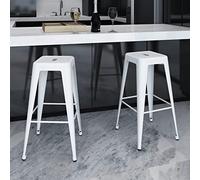 ZQQLVOO Tabourets de bar haut pour bar, tabouret bistrot, chaise de bar, chaises de cuisine, tabouret de bar, 2 pièces, blanc, acier, pour petit déjeuner, pub, cuisine, maison, tabouret de bar, maison