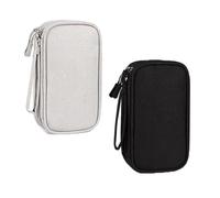 ZQSFPK Lot de 2 organiseurs de câbles, pochette technique, pochette, pochette de voyage, pochette de câble, étui de transport résistant à l'eau, sac de rangement tout-en-un (noir, gris), multicolore,