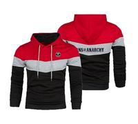ZQSLFCCW Sweat à Capuche pour Anarchy Sons à Manches Longues pour Homme avec Blocs de Couleurs et Poches Kanga(Red-Black,XL)