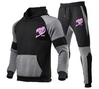 ZQURVO Survêtements pour hommes pour FAIRY TAIL, veste à capuche à manches longues et pantalon de survêtement 2 pièces sweat-shirt et jogging ensemble sport sweat-shirt avec poches,Black2-m
