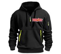 ZQURVO Sweat à Capuche pour Homme Fairy Tail, doublé Polaire, Demi-Zip, Sweat-Shirt à Capuche, Manches Longues, Sport, Veste Chaude d'hiver, Manteau de Sport décontracté avec Poches,Black-3x_l