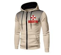 ZQURVO Veste décontractée pour homme pour Resident, sweat-shirts en polaire, veste zippée à manches longues pour Evil, haut à capuche léger pour l'hiver, sweat-shirt à capuche parapluie,Beige-l