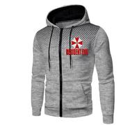 ZQURVO Veste décontractée pour homme pour Resident, sweat-shirts en polaire, veste zippée à manches longues pour Evil, haut à capuche léger pour l'hiver, sweat-shirt à capuche parapluie,Grey1-3x_l