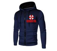 ZQURVO Veste décontractée pour homme pour Resident, sweat-shirts en polaire, veste zippée à manches longues pour Evil, haut à capuche léger pour l'hiver, sweat-shirt à capuche parapluie,Blue2-l
