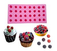 ZQWE Moule 3D en silicone à 32 trous pour fruits et framboise, chocolat, biscuit, dessert - Moule en argile époxy