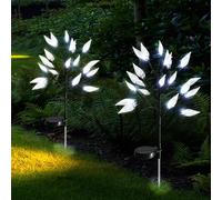 ZQX Lampes Solaires de Extérieur Jardin, Lot de 2 16 LED Lampes Solaires de Jardin à Branches, IP65 étanche Lampe Solaire pour Jardin, Patio, Allée, Terrasse, Balcon - Blanc