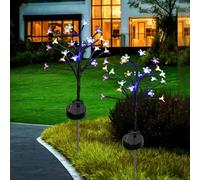ZQX Lot de 2 lampes solaires pour jardin et terrasse - 16 LED - Branches de cerisier réalistes - Décoration de jardin solaire colorée pour l'extérieur du balcon au patio