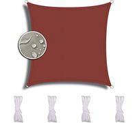 ZQXFZ Voile d’ombrage carré 3X3m, pour Jardin Terrasse Camping, Polyester PES Hydrophobe Une Protection des Rayons UV, Voile D'Ombrage -Rouge Rouille