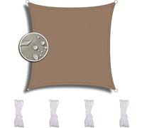 ZQXFZ Voile d'Ombrage Carré 4X4m, Voiture,Restaurant,Jardin, Polyester PES Hydrophobe RéSistant Aux IntempéRies, Voile D'Ombrage Jardin, Marron