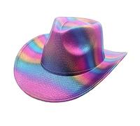 Zqxnt Chapeau de cowgirl avec enchanteur arc-en-ciel pour mariage, fête prénuptiale, vacances, cadeau de future mariée, accessoires photo, chapeau de cowgirl d'anniversaire pour filles