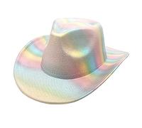 Zqxnt Chapeau de cowgirl avec enchanteur arc-en-ciel pour mariage, fête prénuptiale, vacances, cadeau de future mariée, accessoires photo, chapeau de cowgirl d'anniversaire pour filles