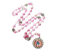 Zqxnt Chapelet romantique en forme de cœur de rose creux avec pendentif en verre pour collectionneurs, prière, méditations, cadeau, collier décoratif, taille unique, Comme décrit, Comme décrit.