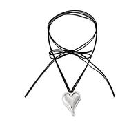Zqxnt Collier coréen avec pendentif d'amour irrégulier pour femme, Pendant: Approx.5cm/1.96in; Rope: 80cm/31.5in, Velours + alliage