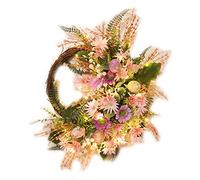 Zqxnt Couronne de Pâques artificielle chrysanthème sauvage coloré - Guirlande LED pour maison, extérieur, jardin, porte d'entrée, décoration à suspendre, guirlande de Pâques