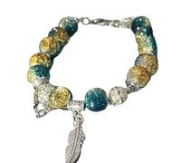 Zqxnt Fabriqué à la main avec des plumes vertes conçues pour attirer l'attention et améliorer n'importe quelle tenue avec son bracelet de perles au style original