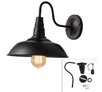 Zqxnt Lampe murale industrielle vintage avec éclairage LED pour couvercle de pot ancien abat-jour de cuisine rechargeable
