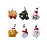 Zqxnt Lot de 6 porte-clés en peluche sur le thème de Noël - Fait à la main - Décoration festive élégante et cadeau - Accessoire de Père Noël mignon