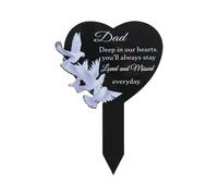 Zqxnt Plaques commémoratives de cimetière en forme de cœur en acrylique - Décoration de condoléances - Résistante aux intempéries - Souvenir de famille - Souvenir pour papa et maman