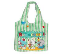 Zqxnt Sac à provisions Sac à provisions Grande capacité Sac à main Imprimé Dessin animé Épaule Livre d'école Tendance pour Fille Femme Polyester, Rayures Vert, One Size