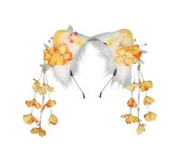 Zqxnt Serre-tête réglable en peluche avec oreilles de chat pendantes à franges pour femme et fille - Accessoire de déguisement pour adulte et enfant