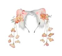 Zqxnt Serre-tête réglable en peluche avec oreilles de chat pendantes à franges pour femme et fille - Accessoire de déguisement pour adulte et enfant