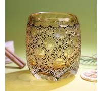 ZQXYXFUS Verre à whisky 300 ml en cristal sculpté à la main, verre à cocktail lowball de luxe ambré à bouche ronde pour fête d'anniversaire, vodka, bière, jus, café(Black)