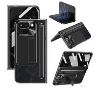 ZQYFCDZ Coque pour Google Pixel 10 Pro Fold - Stylet S Pen Inclus, Protecteur d'Écran Intégré, Support Portable, Protection Complète de la Charnière, Housse en Cuir Résistant aux Chocs - Noir