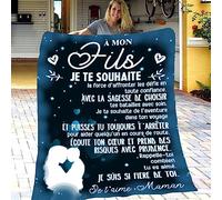 ZQYMM Couverture à Ma Fils, Plaid personnalisé Doux pour Offrir à sa Fils de la Part de Maman, Cadeaux Plaid d'anniversaire pour Fils, Cadeau Ado Fils de Noël Graduation Paques