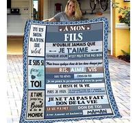 ZQYMM Couverture à Ma Fils, Plaid personnalisé Doux pour Offrir à sa Fils de la Part de Maman, Cadeaux Plaid d'anniversaire pour Fils, Cadeau Ado Fils de Noël Graduation Paques
