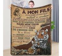 ZQYMM Couverture À Mon Fils, Couverture en Flanelle Personnalisée Couverture Message a Mon Fils Francais Maman Mots Doux Couvertures Polaire Chaude Cosy Hiver Plaid Cadeau Fils