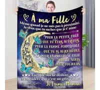 ZQYMM Couverture en Flanelle Personnalisée, Couverture À Ma Fille, Couverture de Couette en Peluche Douce et Confortable, Couverture Message à Ma Fille, Couverture Lettre Cadeau pour Fille de Maman