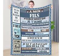 ZQYMM Couverture en Flanelle Personnalisée, Couverture À Ma Fils, Couverture de Couette en Peluche Douce et Confortable, Cadeau pour Fils de Maman Chaude d'hiver Cadeau