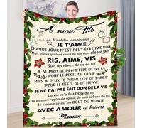 ZQYMM Couverture Plaid personnalisé Doux pour Offrir à sa Fils de la Part de Maman, Couverture Cadeau à Ma Fils, Cadeaux d'anniversaire, Noël Et du Nouvel pour Fils de Maman, Cadeau 18 Ans Fils