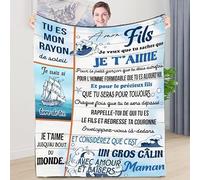 ZQYMM Couverture Polaire Personnalisée pour Ma Fils, Couverture À Mon Fils, Couverture pour Lettres pour Les Fils, de la Part de Maman, Parfait pour Les Noël, Thanksgiving