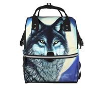 ZQYTGFDC Blooming Orchids Sac à dos à langer multifonction - Sac à langer de grande capacité avec mamans et papas, voyage et utilisation quotidienne, Loup sous la lune, taille unique