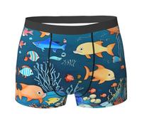 ZQYTGFDC Blue Underwater World of Fish Lot de sous-vêtements pour homme stretch évacuant l'humidité, Noir , S Taille courte