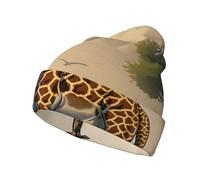 ZQYTGFDC Bonnet drapeau de l'Afrique du Sud pour homme et femme - Bonnet à pompon en tricot côtelé doux, promenades à la campagne et festivals, chapeau à pompon unisexe pour adulte, Girafe mère et