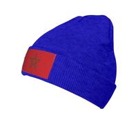 ZQYTGFDC Bonnet drapeau du Maroc pour homme et femme - Chaud - En tricot noir - Bonnet de ski doux et chaud - Unisexe, bleu, Taille unique