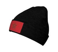 ZQYTGFDC Bonnet drapeau du Maroc pour homme et femme - Chaud - En tricot noir - Bonnet de ski doux et chaud - Unisexe, Noir , Taille unique