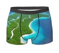 ZQYTGFDC Boxer pour homme « An island in the Ocean » - Sous-vêtements extensibles - Évacuation de l'humidité - Pour homme, Noir , M Taille courte