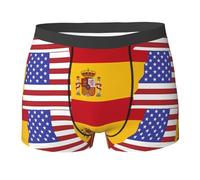 ZQYTGFDC Boxer pour homme avec drapeau américain de l'Espagne - Sous-vêtements doux et respirants avec imprimés amusants, Noir , L
