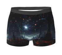ZQYTGFDC Boxer pour homme La lune, les étoiles et les planètes Sous-vêtements doux et respirants avec imprimés amusants, Noir , XL