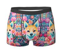 ZQYTGFDC Boxer pour homme Motif renard entouré de fleurs Sous-vêtements doux et respirants avec imprimés amusants, Noir , XL