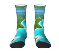 ZQYTGFDC Chaussettes pour adultes « An island in the Ocean » - Grandes tailles - Pour homme et femme - Douces et confortables - Pour la salle de sport et le quotidien, blanc, One Size