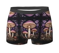 ZQYTGFDC Deux champignons violets dans les bois Boxer pour homme Sous-vêtements doux et respirants avec imprimés amusants, Noir , XL