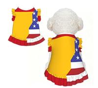 ZQYTGFDC Drapeau américain de l'Espagne M Les robes pour chien et chat de petite et moyenne taille sont adaptées pour les promenades, les vacances, les fêtes. Noir