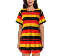 ZQYTGFDC Ensemble de pyjama 2 pièces décontracté à manches courtes avec poches Motif drapeau de l'Allemagne, Noir , XL