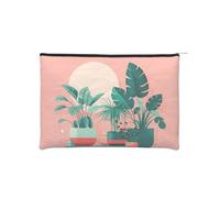 ZQYTGFDC Fleurs de lotus qui attendent de fleurir - Fermeture éclair - 22,9 x 16,5 cm - Petit organisateur de toilette pour la Saint-Valentin, une amie ou une petite amie, Belles plantes vertes en pot