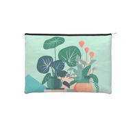ZQYTGFDC Fleurs de lotus qui attendent de fleurir - Fermeture éclair - 22,9 x 16,5 cm - Petit organisateur de toilette pour la Saint-Valentin, une amie ou une petite amie, Plantes vertes en pot de