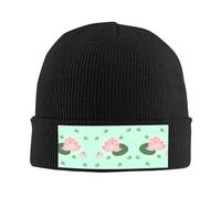 ZQYTGFDC Lotus Flowers Waiting to Bloom Bonnet d'hiver chaud unisexe doux, respirant et confortable en tricot extensible, Noir , Taille unique